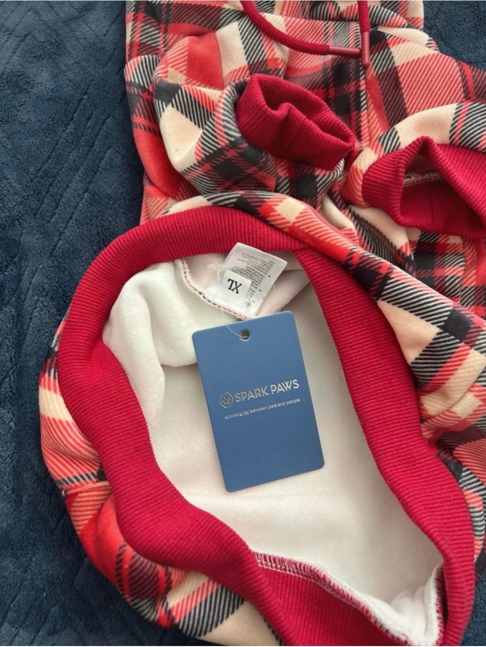 Spark Paws Red Plaid Dog Hoodie